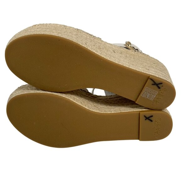 COACH Primrose Chalk Leather Espadrille Platform Wedge Sandal Size 6B NWOB - Picture 4 of 5